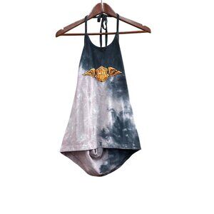 Harley-Davidson Womens Tie-Dye Halter Top Large Cotton Black & Pink